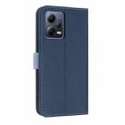 For Redmi Note 12 5G / Poco X5 Metal Bow Leather Phone Case with Hand Strap(Dark Blue) - 3
