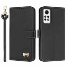 For Redmi Note 12 Pro 4G Global Metal Bow Leather Phone Case with Hand Strap(Black) - 1