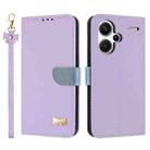 For Redmi Note 13 Pro+ Metal Bow Leather Phone Case with Hand Strap(Purple) - 1