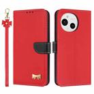 For Sharp Aquos Sense9 Metal Bow Leather Phone Case with Hand Strap(Red) - 1