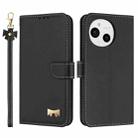 For Sharp Aquos Sense9 Metal Bow Leather Phone Case with Hand Strap(Black) - 1
