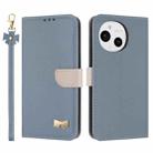 For Sharp Aquos Sense9 Metal Bow Leather Phone Case with Hand Strap(Light Blue) - 1