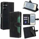 For Samsung Galaxy S25 5G Skin Feel Magnetic Buckle Leather Phone Case(Black) - 1