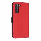 For Samsung Galaxy S22 5G Metal Bow Leather Phone Case with Hand Strap(Red) - 3