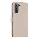 For Samsung Galaxy S22 5G Metal Bow Leather Phone Case with Hand Strap(Apricot) - 3