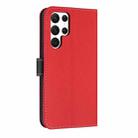 For Samsung Galaxy S22 Ultra 5G Metal Bow Leather Phone Case with Hand Strap(Red) - 3