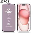 For iPhone 16 Plus / 15 Plus 25pcs 9H 0.4mm High Aluminum Large Arc Tempered Glass Film - 1
