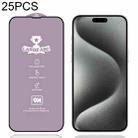 For iPhone 15 Pro 25pcs 9H 0.4mm High Aluminum Large Arc Tempered Glass Film - 1