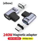 Type-C Male to Female PD240W 80Gbps 60K Magnetic Suction Adapter, Style:Elbow Head(Space Grey) - 2