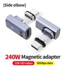 Type-C Male to Female PD240W 80Gbps 60K Magnetic Suction Adapter, Style:Side Elbow(Space Grey) - 2