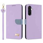 For Samsung Galaxy A26 5G Metal Bow Leather Phone Case with Hand Strap(Purple) - 1