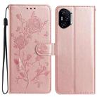 For Honor 400 Pro Global 160.8mm Rose Flower Embossing Pattern Leather Phone Case(Rose Gold) - 1