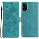For Honor 400 Pro Global 160.8mm Rose Flower Embossing Pattern Leather Phone Case(Green) - 1
