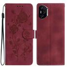 For Honor 400 Pro Global 160.8mm Rose Flower Embossing Pattern Leather Phone Case(Red) - 1