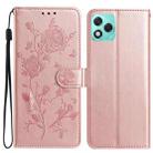 For Honor 400 Lite Global Rose Flower Embossing Pattern Leather Phone Case(Rose Gold) - 1