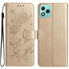 For Honor 400 Lite Global Rose Flower Embossing Pattern Leather Phone Case(Gold) - 1