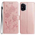 For Honor 400 Global 156.5mm Rose Flower Embossing Pattern Leather Phone Case(Rose Gold) - 1
