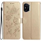 For Honor 400 Global 156.5mm Rose Flower Embossing Pattern Leather Phone Case(Gold) - 1