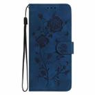 For Honor 400 Global 156.5mm Rose Flower Embossing Pattern Leather Phone Case(Dark Blue) - 2