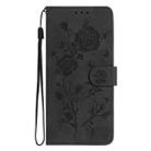 For Honor 400 Global 156.5mm Rose Flower Embossing Pattern Leather Phone Case(Black) - 2