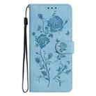 For Honor 400 Global 156.5mm Rose Flower Embossing Pattern Leather Phone Case(Sky Blue) - 2