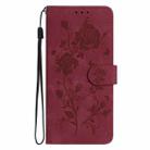 For Honor 400 Global 156.5mm Rose Flower Embossing Pattern Leather Phone Case(Red) - 2