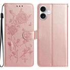 For iPhone 17 Rose Flower Embossing Pattern Leather Phone Case(Rose Gold) - 1