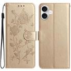 For iPhone 17 Rose Flower Embossing Pattern Leather Phone Case(Gold) - 1