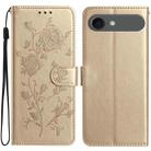 For iPhone 17 Air Rose Flower Embossing Pattern Leather Phone Case(Gold) - 1