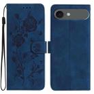 For iPhone 17 Air Rose Flower Embossing Pattern Leather Phone Case(Dark Blue) - 1