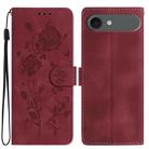 For iPhone 17 Air Rose Flower Embossing Pattern Leather Phone Case(Red) - 1