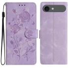 For iPhone 17 Air Rose Flower Embossing Pattern Leather Phone Case(Light Purple) - 1
