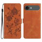 For iPhone 17 Air Rose Flower Embossing Pattern Leather Phone Case(Brown) - 1