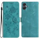 For Samsung Galaxy A07 5G Rose Flower Embossing Pattern Leather Phone Case(Green) - 1