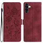 For Samsung Galaxy A17 5G Rose Flower Embossing Pattern Leather Phone Case(Red) - 1