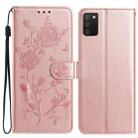 For Samsung Galaxy A02S 166mm EU Rose Flower Embossing Pattern Leather Phone Case(Rose Gold) - 1