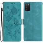 For Samsung Galaxy A02S 166mm EU Rose Flower Embossing Pattern Leather Phone Case(Green) - 1