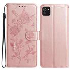 For Samsung Galaxy A03 Rose Flower Embossing Pattern Leather Phone Case(Rose Gold) - 1