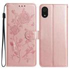 For Samsung Galaxy A03 Core Rose Flower Embossing Pattern Leather Phone Case(Rose Gold) - 1