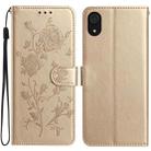 For Samsung Galaxy A03 Core Rose Flower Embossing Pattern Leather Phone Case(Gold) - 1