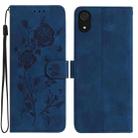 For Samsung Galaxy A03 Core Rose Flower Embossing Pattern Leather Phone Case(Dark Blue) - 1