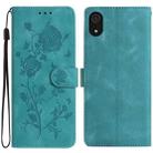 For Samsung Galaxy A03 Core Rose Flower Embossing Pattern Leather Phone Case(Green) - 1