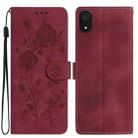 For Samsung Galaxy A03 Core Rose Flower Embossing Pattern Leather Phone Case(Red) - 1