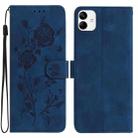 For Samsung Galaxy A04 Rose Flower Embossing Pattern Leather Phone Case(Dark Blue) - 1