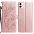 For Samsung Galaxy A04e Rose Flower Embossing Pattern Leather Phone Case(Rose Gold) - 1