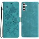 For Samsung Galaxy A04S Rose Flower Embossing Pattern Leather Phone Case(Green) - 1