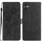 For Samsung Galaxy A05 Rose Flower Embossing Pattern Leather Phone Case(Black) - 1