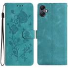For Samsung Galaxy A05 Rose Flower Embossing Pattern Leather Phone Case(Green) - 1
