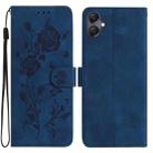For Samsung Galaxy A06 Rose Flower Embossing Pattern Leather Phone Case(Dark Blue) - 1
