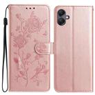 For Samsung Galaxy A07 Rose Flower Embossing Pattern Leather Phone Case(Rose Gold) - 1